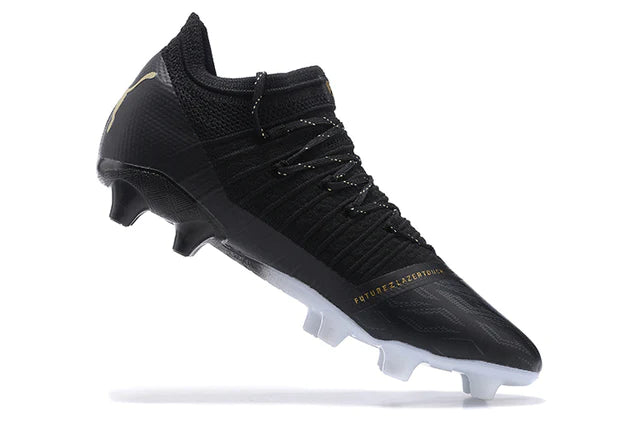 Chuteira Puma Future Z 1.3 Special Edition FG "Lazertouch" Masculina - Preto, Branco e Dourado